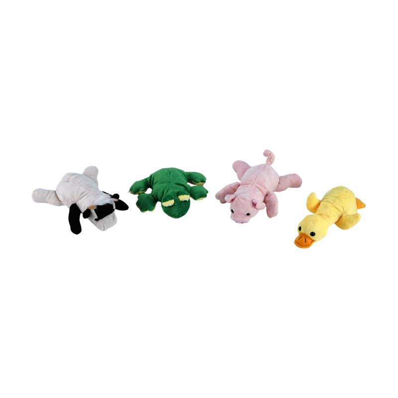 ST99-405-2 Peluches de 5,5 pouces pour posture allongée/assise à la ferme (canard, cochon, vache, grenouille)