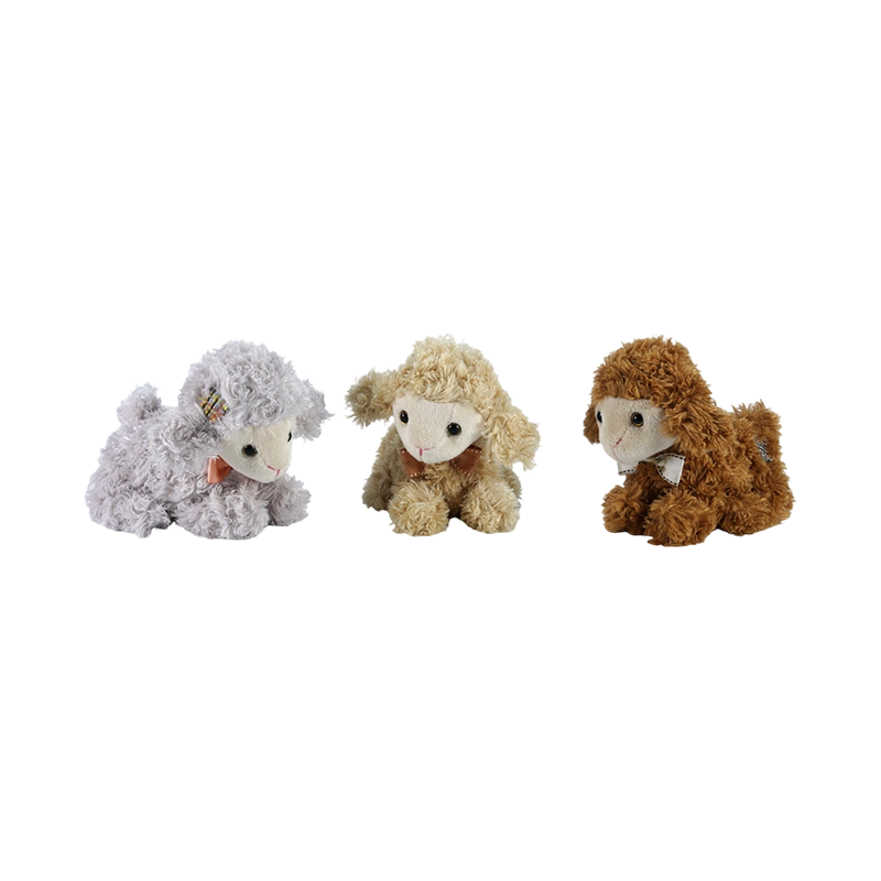 STA01341 Peluche agneau allongée tricolore