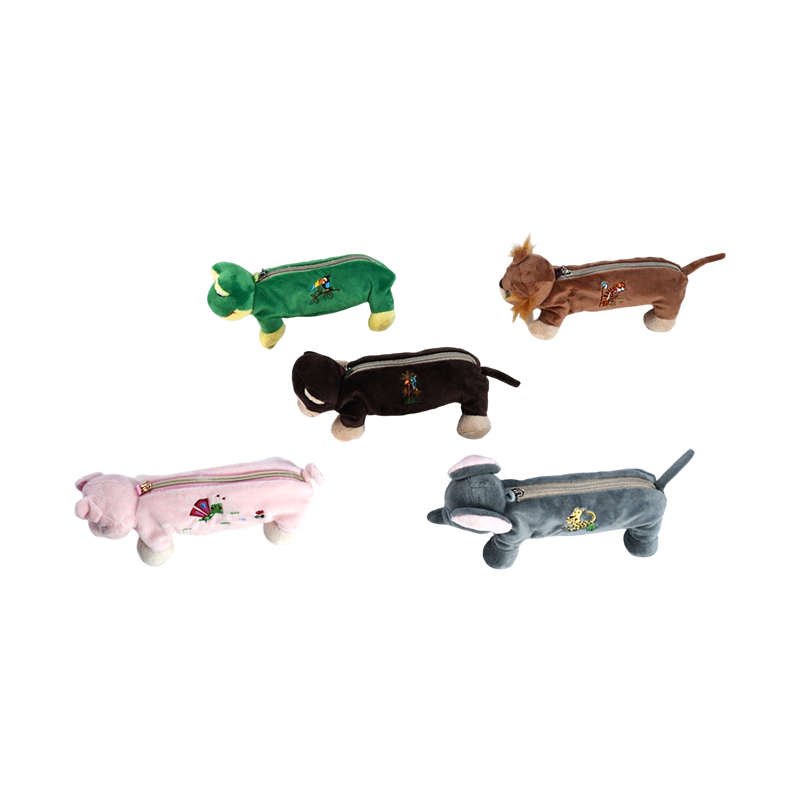 Collection de trousses à crayons en peluche pour animaux STA0986 – Grenouille/Singe/Lion/Éléphant/Cochon