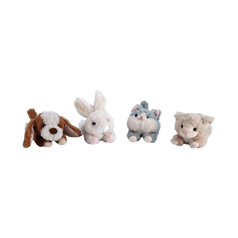 STA02030 Peluches pour animaux mous, pose allongée – Chien, chat, mouton, lapin