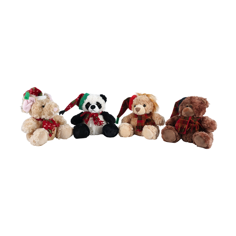 STA01314 Collection de peluches pour animaux de la forêt de Noël — Lion / Éléphant / Panda / Ours brun