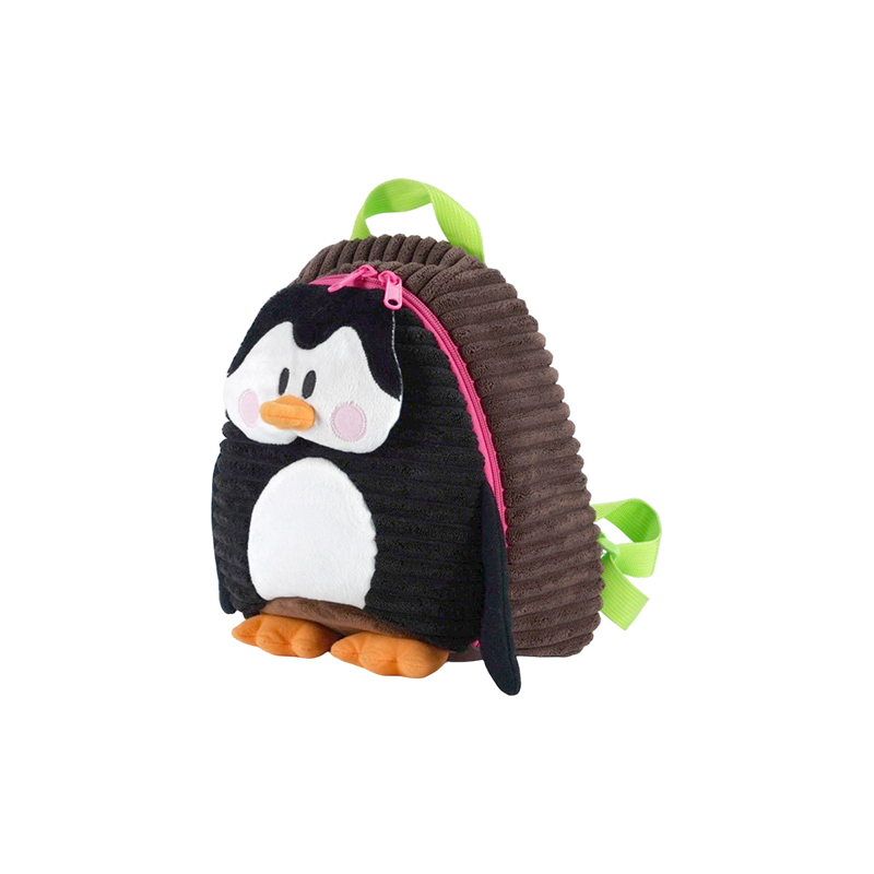Sac à dos en velours côtelé fin en forme de pingouin pour enfants pour garçons