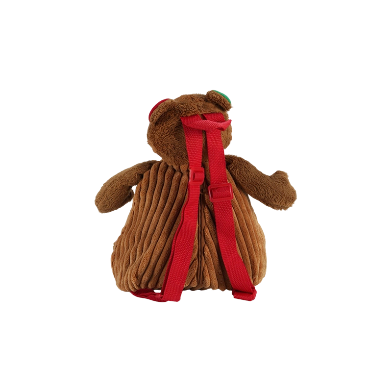 Sac à dos de Noël en velours côtelé à motif d'ours en forme d'ours