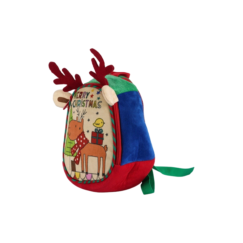 Sac à dos en tissu en peluche pour enfants avec imprimé renne de Noël