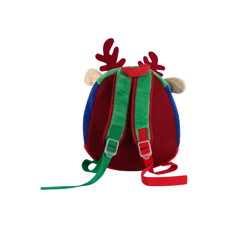 Sac à dos en tissu en peluche pour enfants avec imprimé renne de Noël