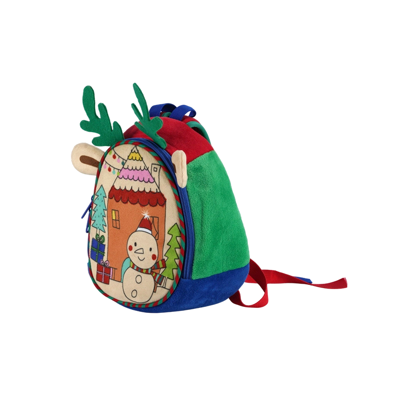 Sac à dos en tissu peluche pour enfants avec imprimé bonhomme de neige de Noël