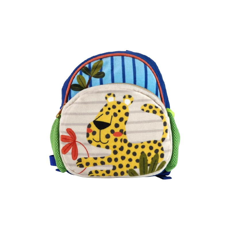 Sac à dos en tissu peluche à motif léopard pour enfants (super doux)