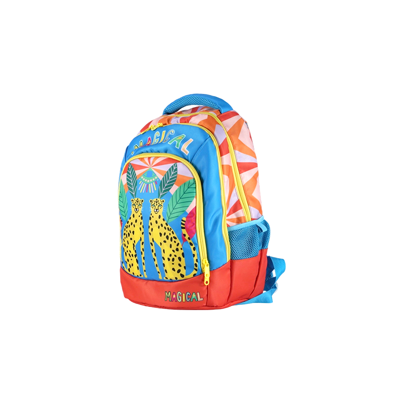 Sac à dos ergonomique pour enfants en tissu Oxford à imprimé léopard