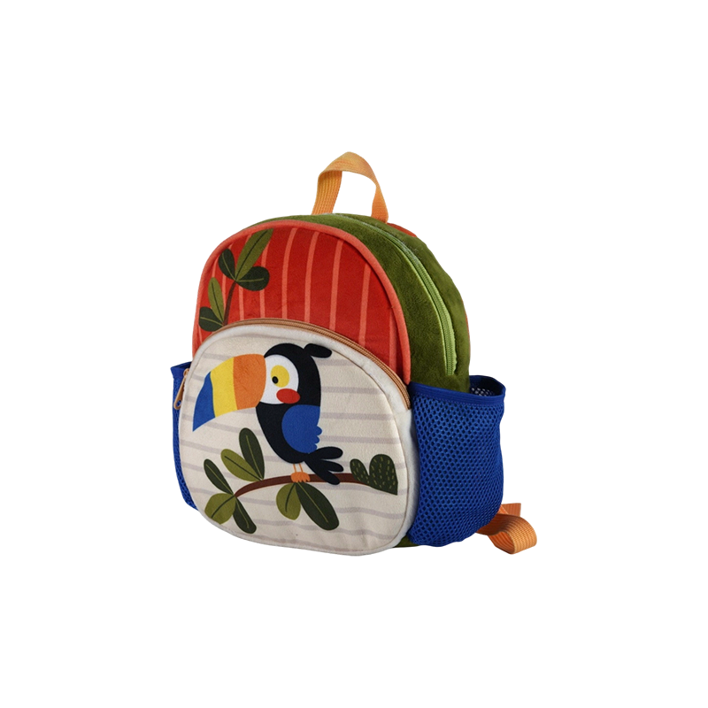 Sac à dos en tissu pelucheux à motif d'oiseau pour enfants (super doux)