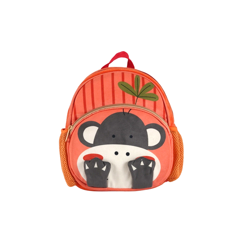 Sac à dos en tissu pelucheux à motif singe pour enfants (super doux)