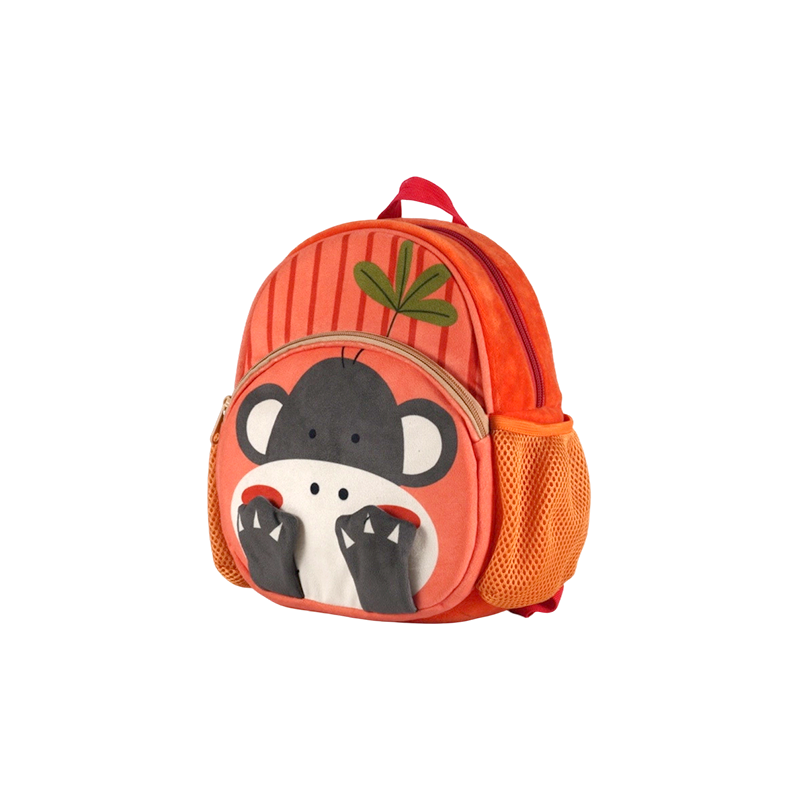 Sac à dos en tissu pelucheux à motif singe pour enfants (super doux)