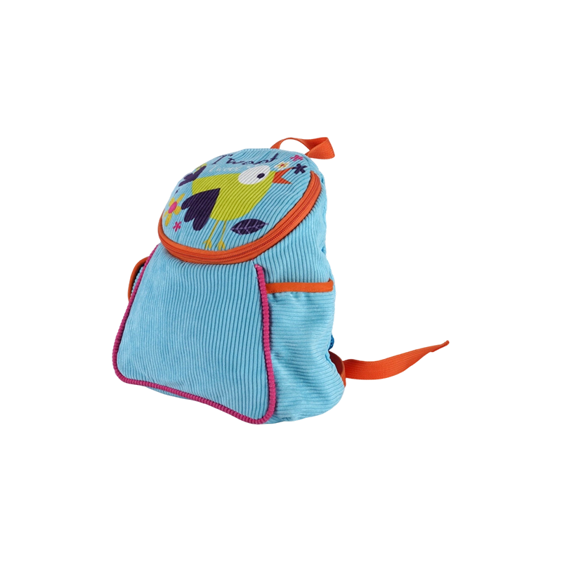 Sac à dos pour enfants en velours côtelé imprimé petit oiseau