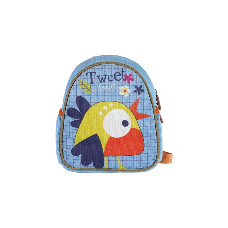 Sac à dos pour enfants à imprimé floral et oiseau (velours côtelé)
