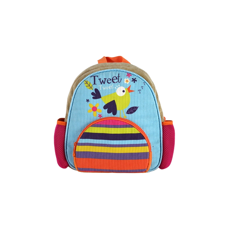 Sac à dos pour enfants à imprimé floral et rayé d'oiseau (cordoury)