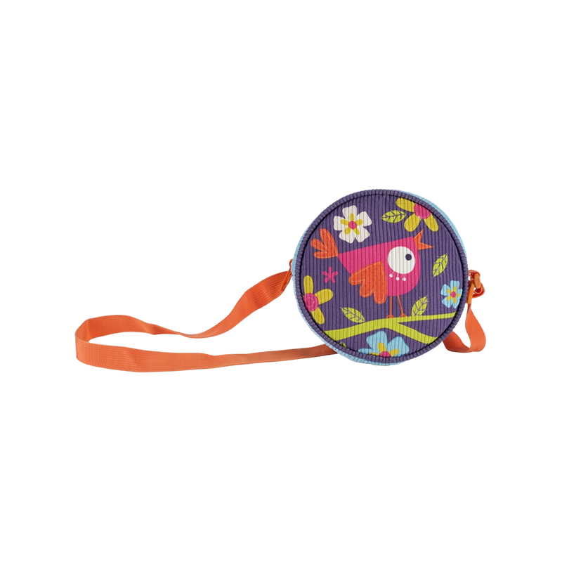 Sac bandoulière rond imprimé oiseau pour enfants