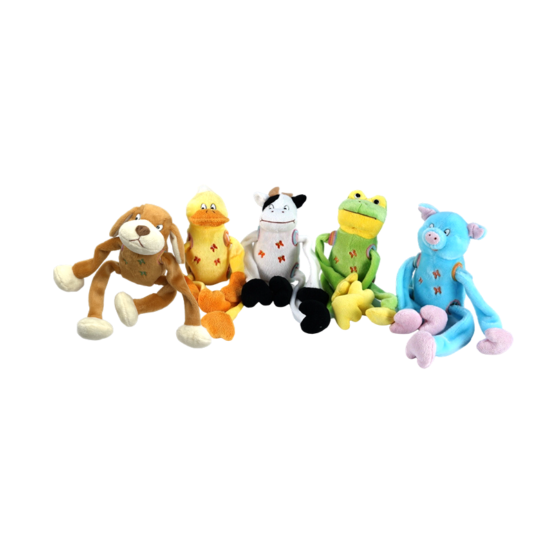STA0876-1 Jouets en peluche à cinq styles Shaking Farm – Vache, Grenouille, Canard, Chien, Cochon